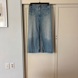 Pilcro and the Letterpress Light Blue Denim Wide-Leg ankle jeans, size 30